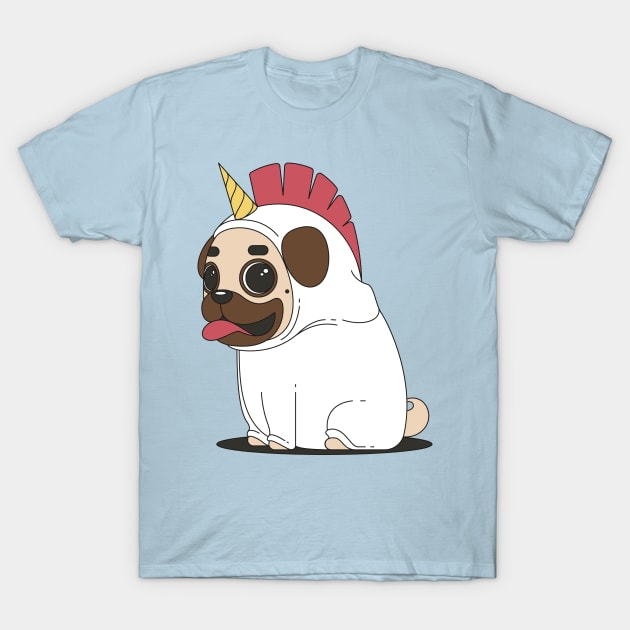 Cute Pug Unicorn T-Shirt by madebyTHOR